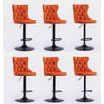 thumbnail image 1 of Swivel Velvet Barstools with Back Adjustable Seat Height from 25-33 Inch Tufted Counter Height Bar Chairs for Kitchen Island Dining Pub(Orange,Set of 6), 1 of 8