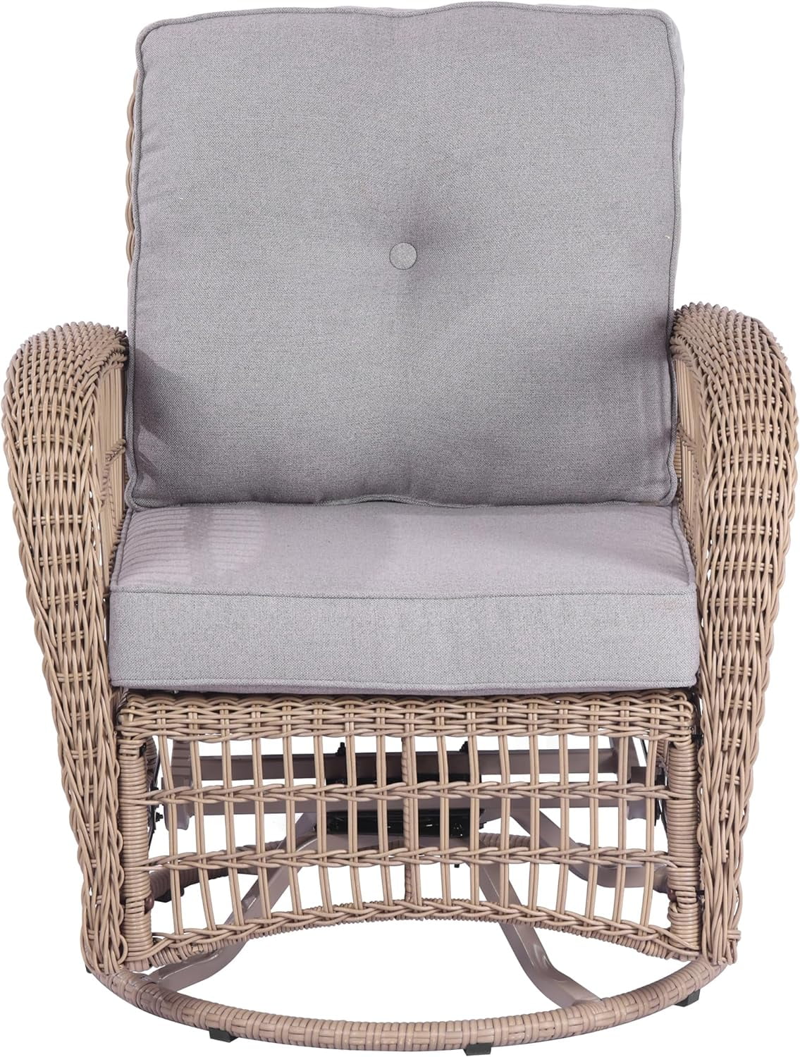 Swivel Wicker Outdoor Lounge Chair, Patio Rattan Rocker Chair with Gray