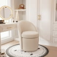 thumbnail image 1 of YOUNIKE Swivel Wingback Vanity Stool, Upholstered Accent Stool, Boucle Fabric Make-up Chair, Beige Coffee, 1 of 19