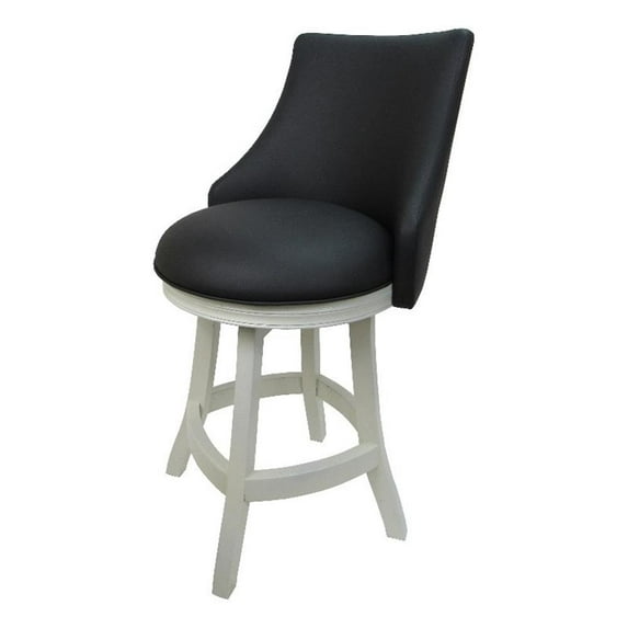 Swivel Wood Bar Stool Counter 26" - Bellissima - Black Vinyl - White