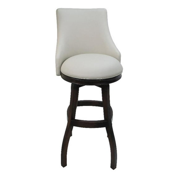 Swivel Wood Bar Stool Counter 26" - Ocean Beige Vinyl - Dark Walnut