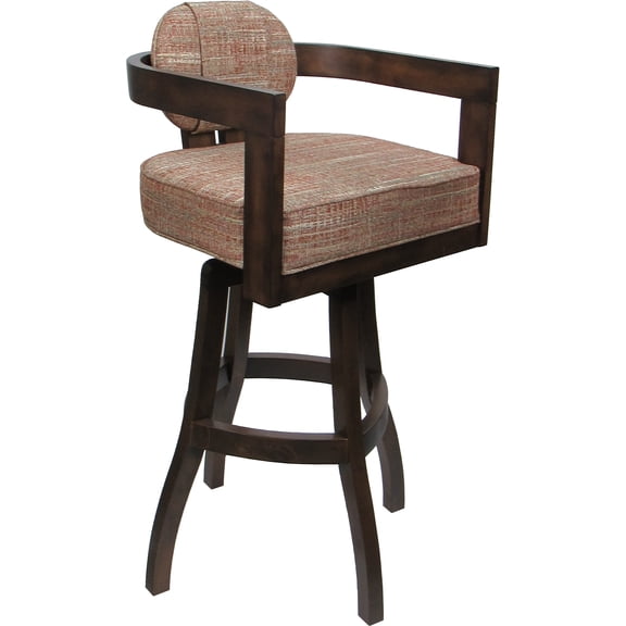Swivel Wood Bar Stool - Kadir Plus - Watusi Madder Red - Dark Walnut