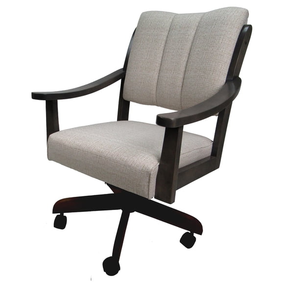 Swivel Wood Dining Caster Chair Casa - Sand Fabric - Brown Frame