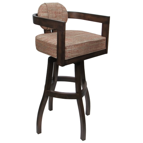 Swivel Wood Extra Tall Bar Stool - Kadir Plus - Watusi Madder Red -Dark Walnut