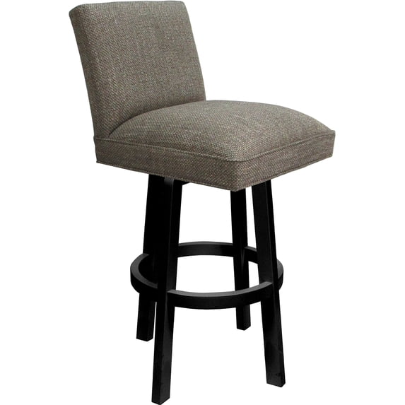Swivel Wood Extra Tall Stool Sommerville 34" Seat - Plumley Cocoa Fabric - Black