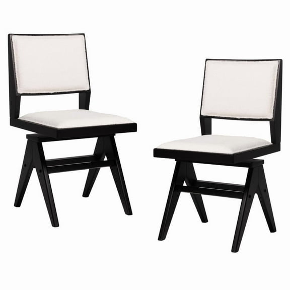 Swivel Wooden Dining Chair Set of 2 with Rubber Wood Frame and Padded Seat