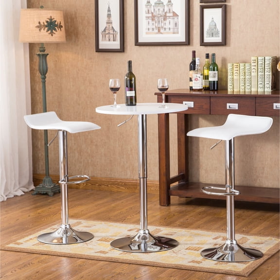 Pneumatic Adjustable | Round Bar Table with 2 Comfortable Stools