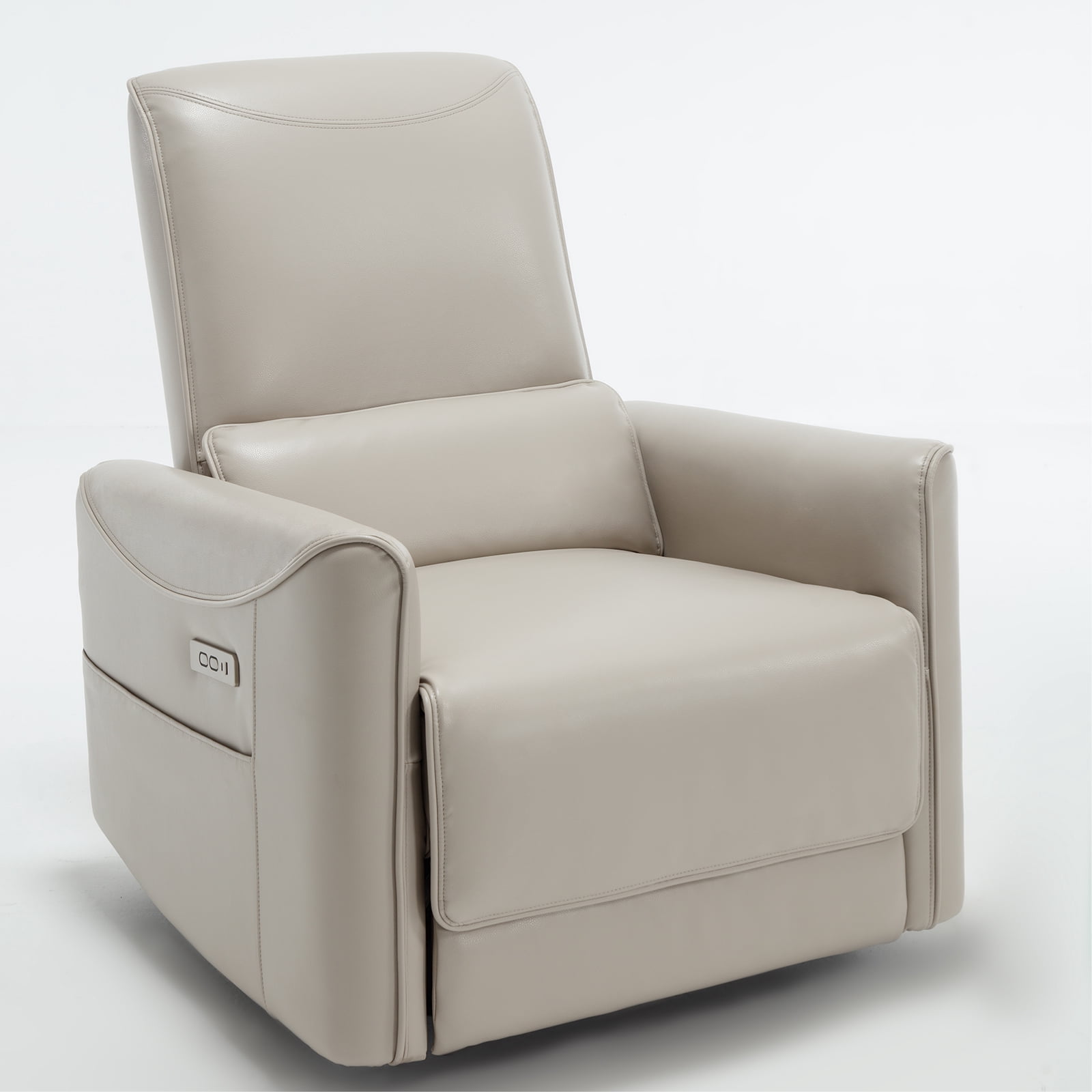 Trustyue Power Glider Swivel Rocker Recliner , Faux Leather Cream Chair ...
