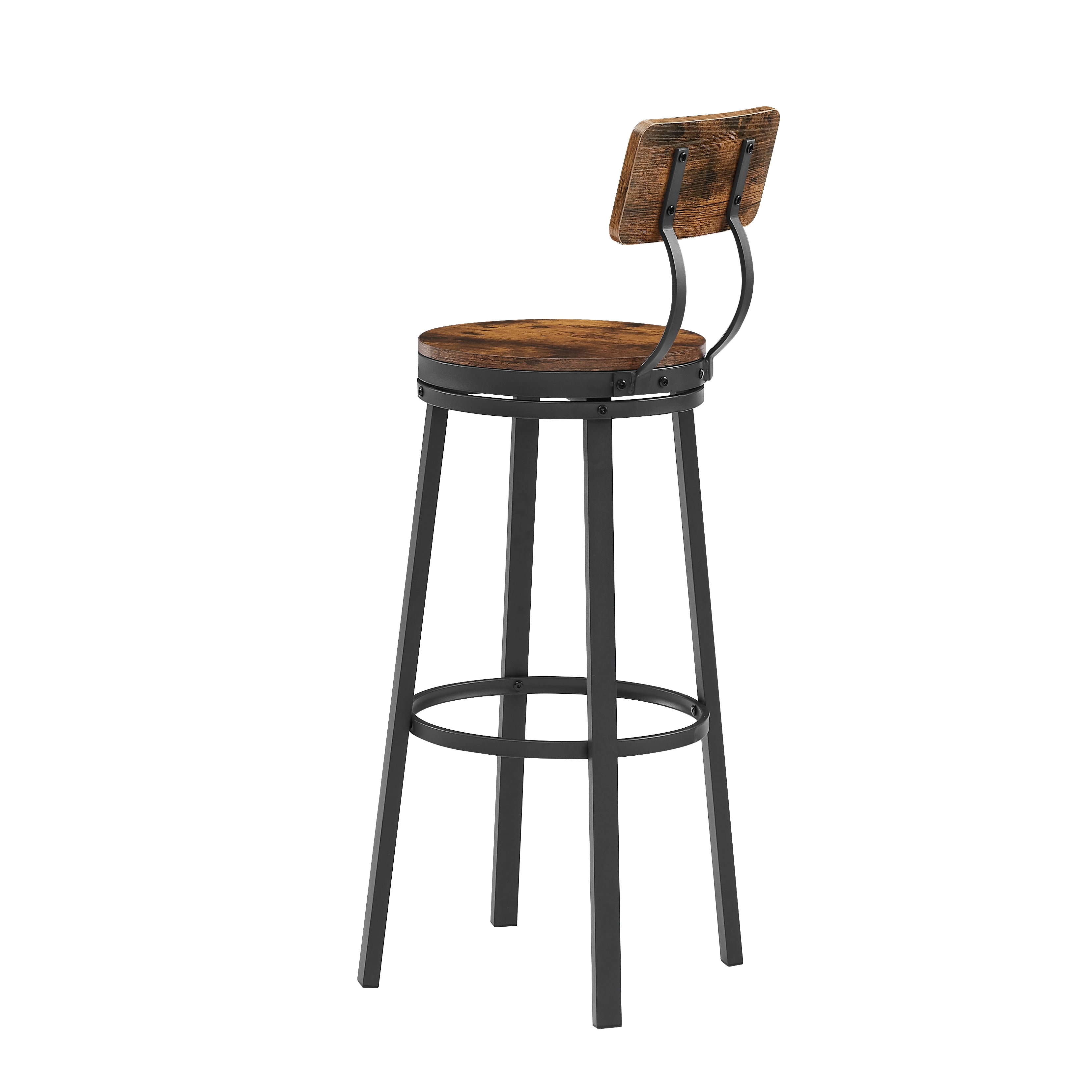Swivel Bar Stool Set Of 2 With Backrest Industrial Style Photo Inspiration