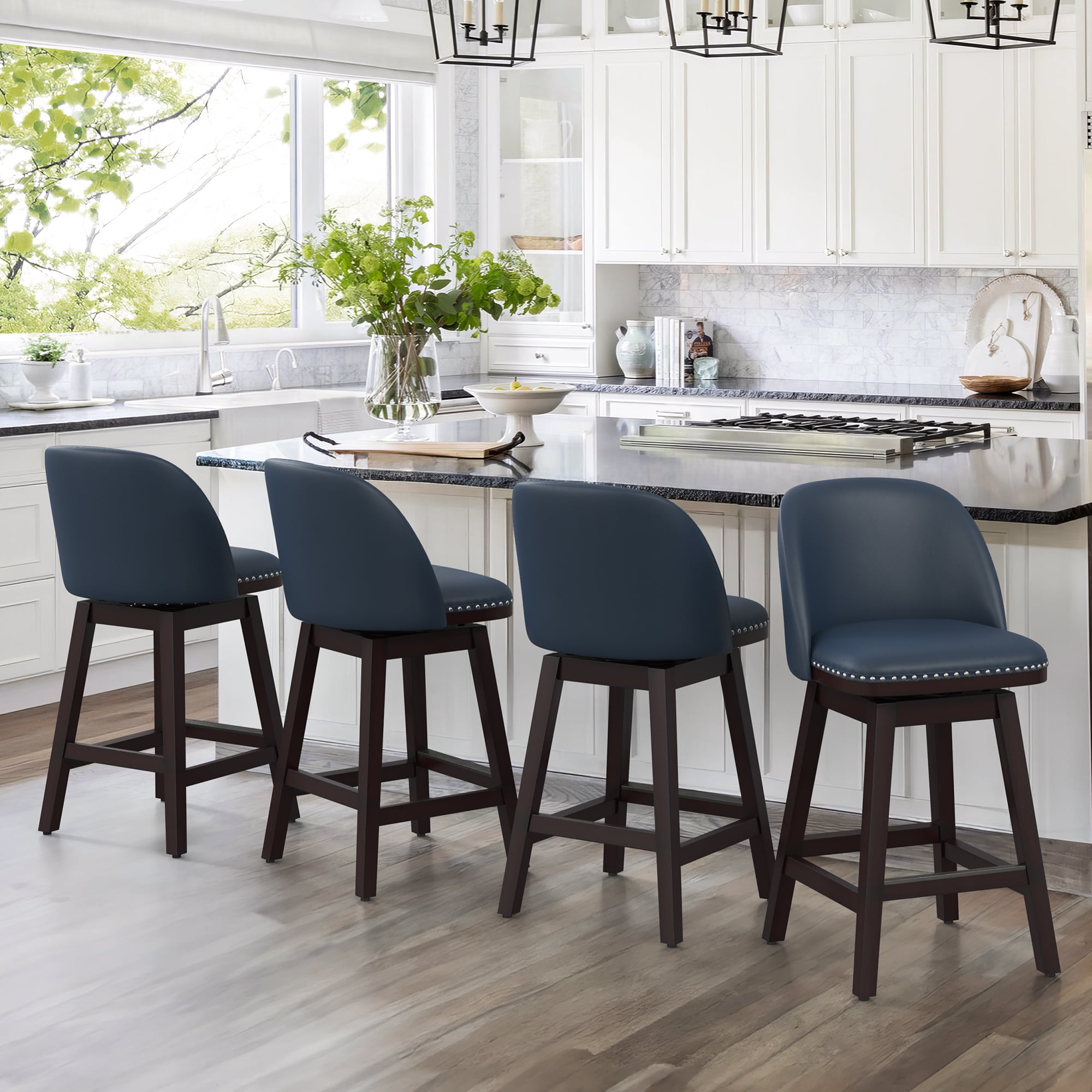 Dycanpo Swivel Bar Stools Set of 4, 26" Counter Stools with Back ...