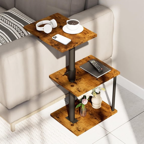 Swivel sofa armrest table, reclining chair side table or bedside table with adjustable height