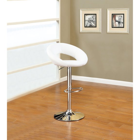 Swivel white stools in faux leather with adjustable base / Suitable for contemporary dining rooms