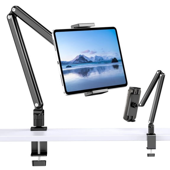 Swivels Tablets Clamp Stand With 360 Degree Base And Multiple Angled Adjustment For 4.7 to 13inch Screens