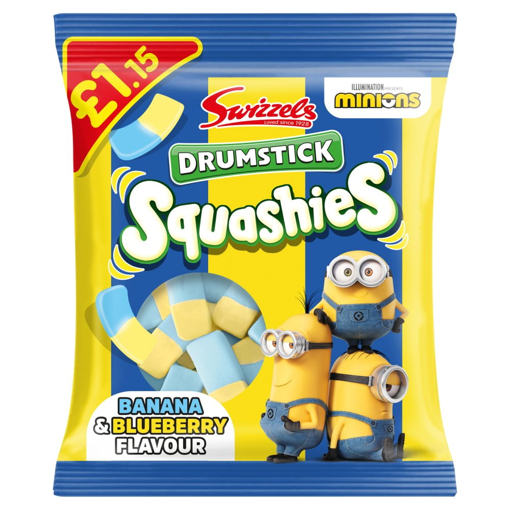 Swizzels Matlow Drumstick Squashies Banana & Blueberry Flavor 110g Bag