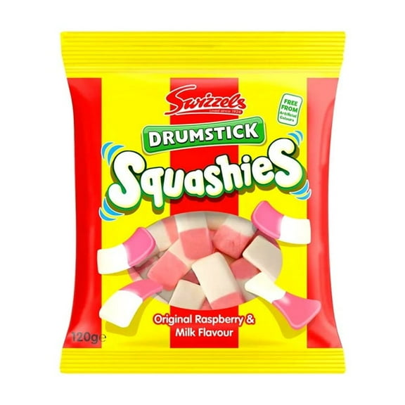 Swizzels Drumstick Squashies Original Raspberry & Milk Flavour Sweets 120g (Pack of 3)