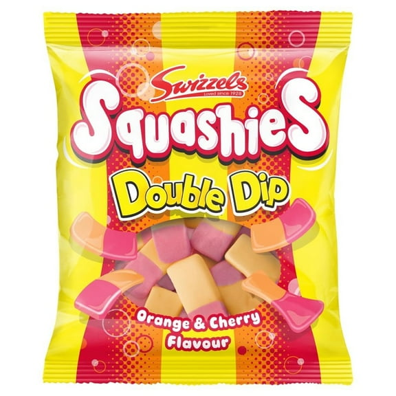 Swizzels Squashies Double Dip Orange & Cherry Flavour 120g (Pack of 2)