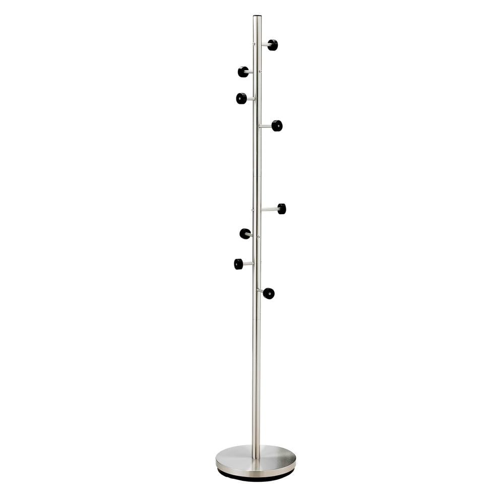 Modern Stainless Steel Coat Rack with Black Wood Disks