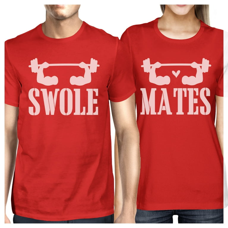 Swole Mates Funny Exercise Tshirts Couples Matching Shirts Red