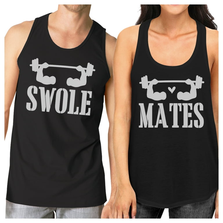 Couples Shirts, Couples Workout Shirts, Funny Couples Shirts, Workout Gifts, Workout Tanks for Women, Workout Shirts for Men, Swole Mates 2XL Black