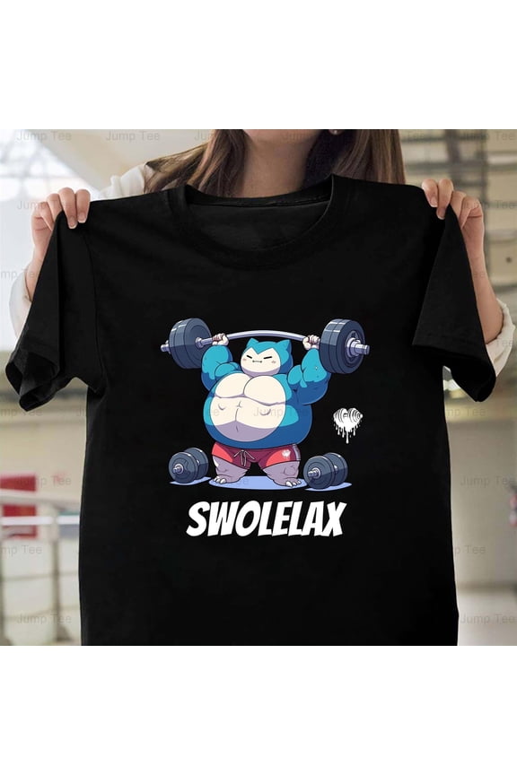 Swolelax Gym Vintage Workout Funny Fitness Parody Cartoon Graphic Art Unisex T-Shirt Y0089, Up to Size 5XL
