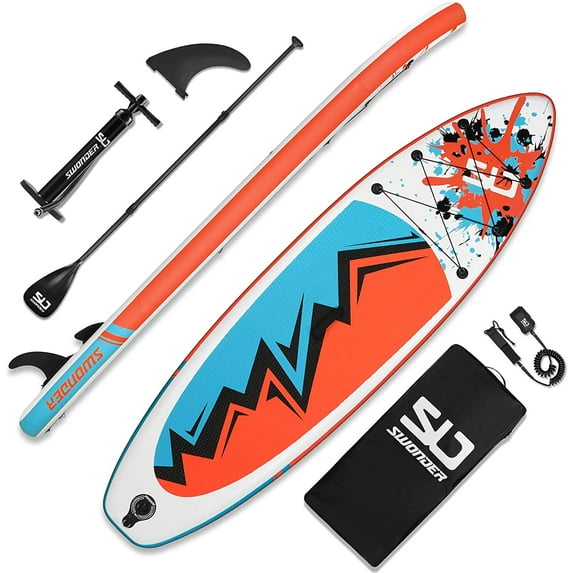 Swonder Inflatable Stand Up Paddle Board 10'x32”x6'' with Premium SUP Accessories - Backpack, Paddle, Pump and Leash