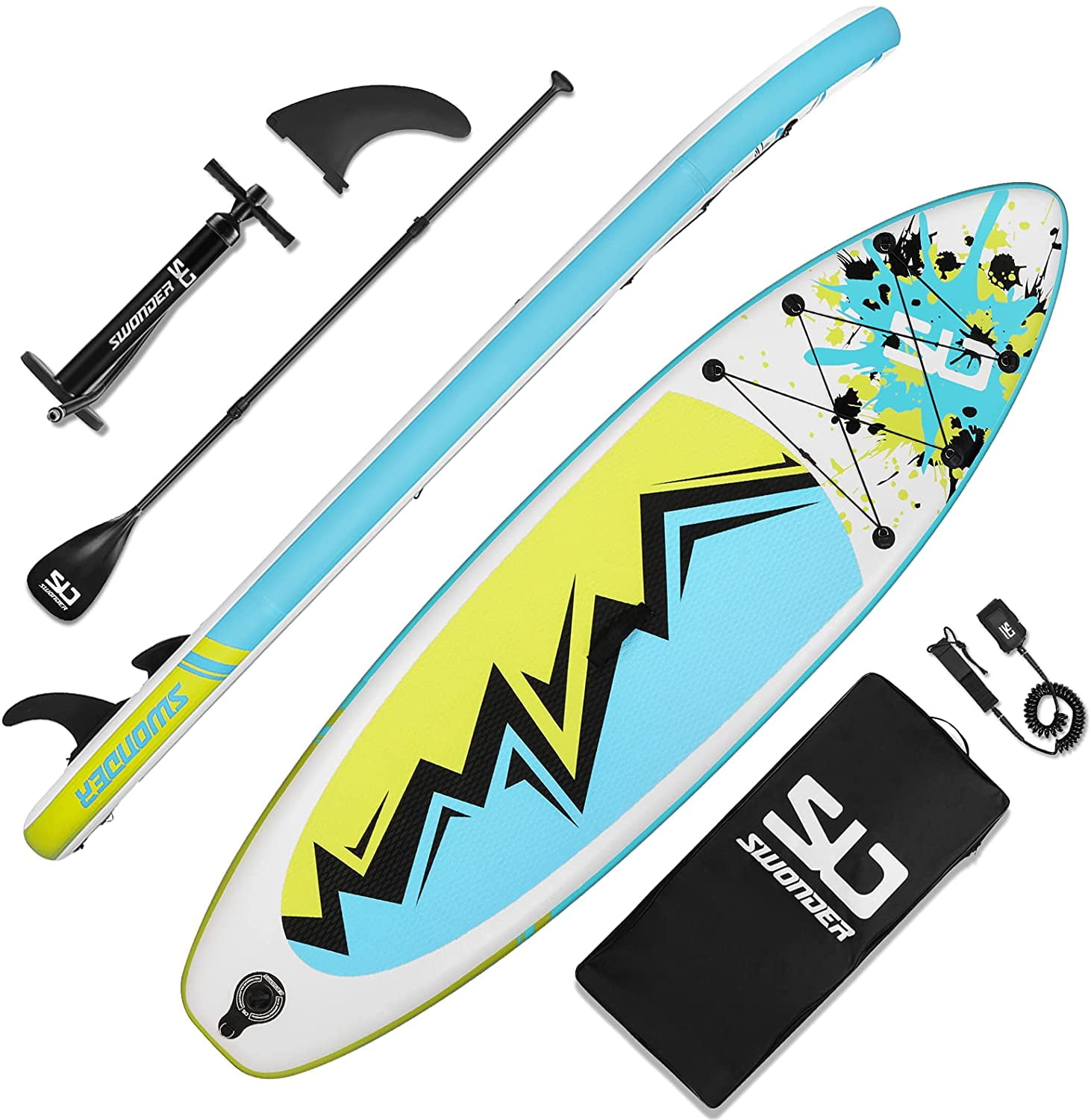 Swonder Inflatable Stand Up Paddle Board 10\'x32”x6\'\' with Premium SUP  Accessories - Backpack, Paddle, Pump and Leash