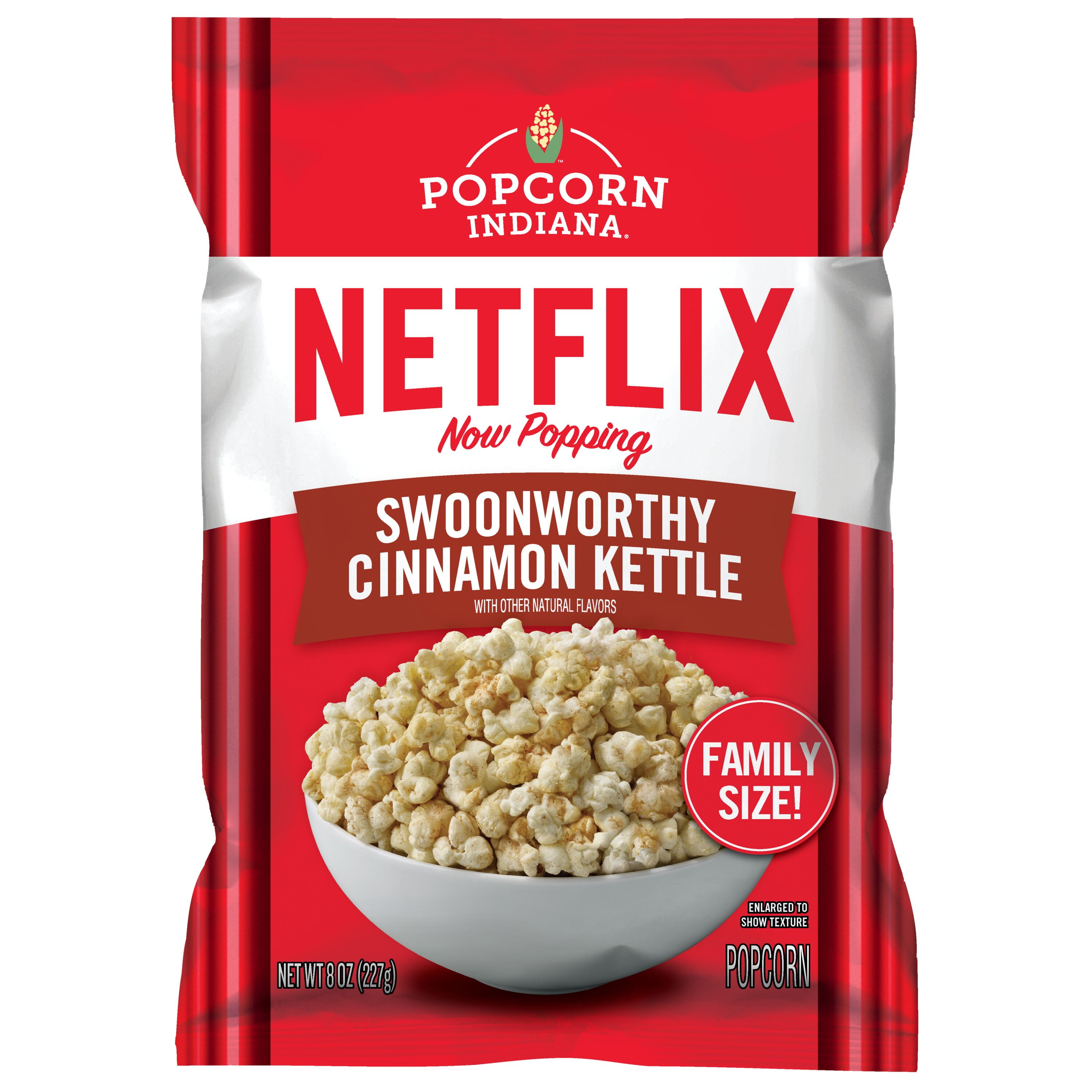 Popcorn Indiana Netflix Now Popping Swoonworthy Cinnamon Kettle Corn, 8 oz, Bag