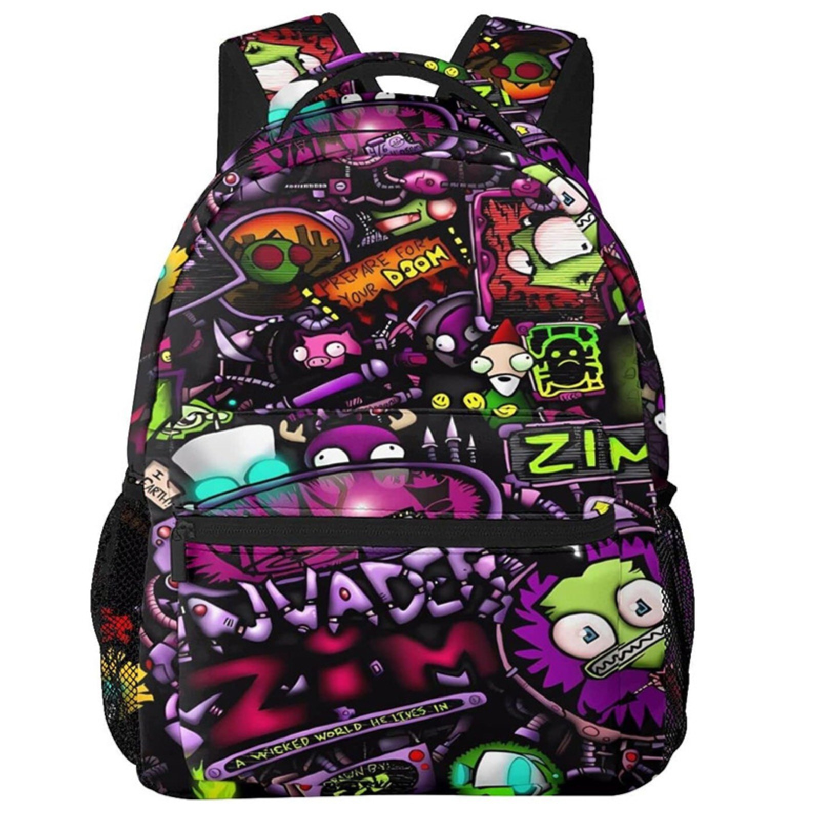 15.6 INCH Lightweight Figurita Invader Zim Backpack, Travel Laptop Backpacks School Bag College Backpack Traveling Backpack Large Bookbags Back To School Supplies Mochilas for Teens Students A