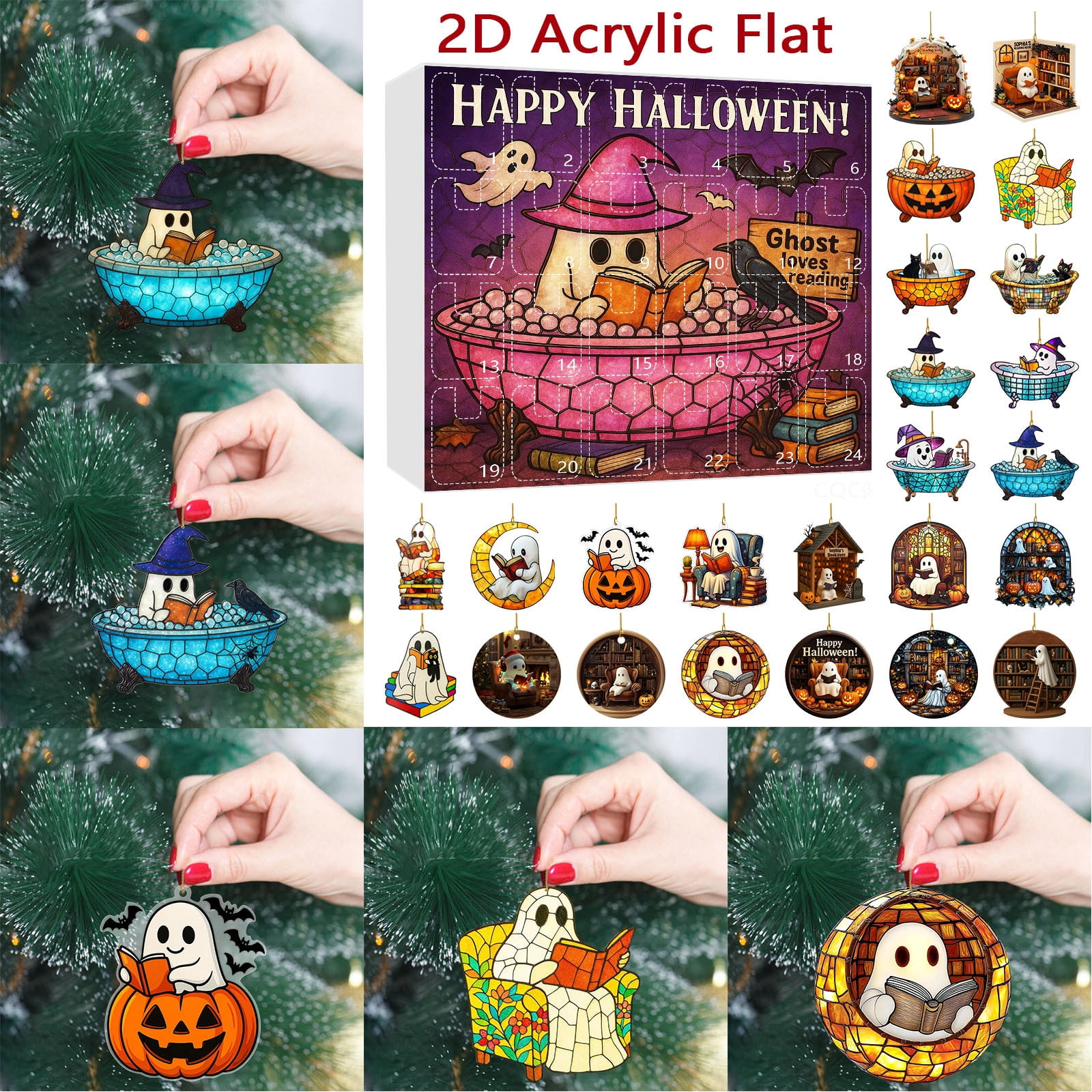 Swooo 2025 Halloween Advent Calendar with 24 PCS Acrylic Ghost Hanging ...