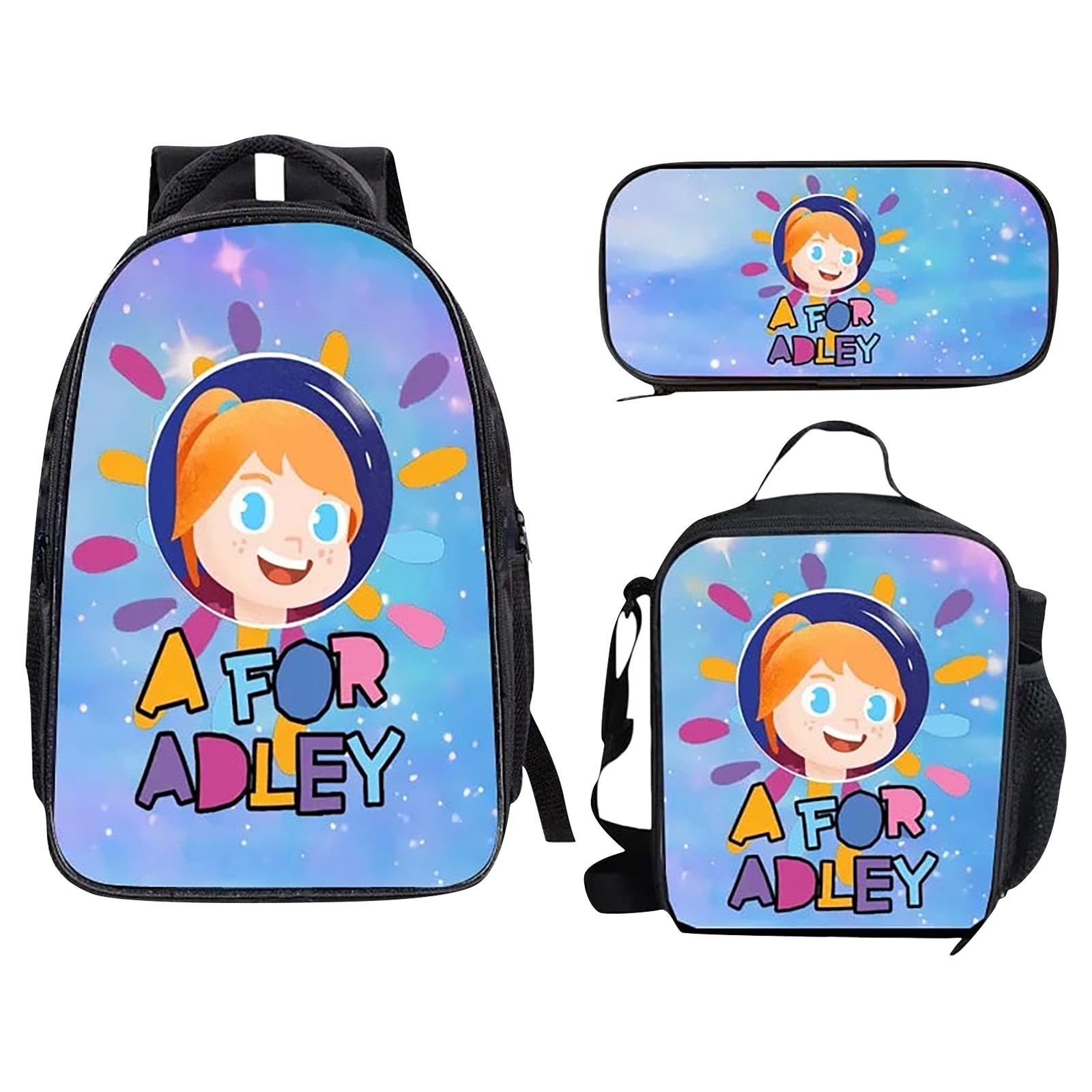 3 PCS Lightweight A for Adley Backpack Waterproof, Travel Laptop Backpacks School Bag College Backpack Traveling Backpack Large Bookbags Back To School Supplies Mochilas for Teens Students