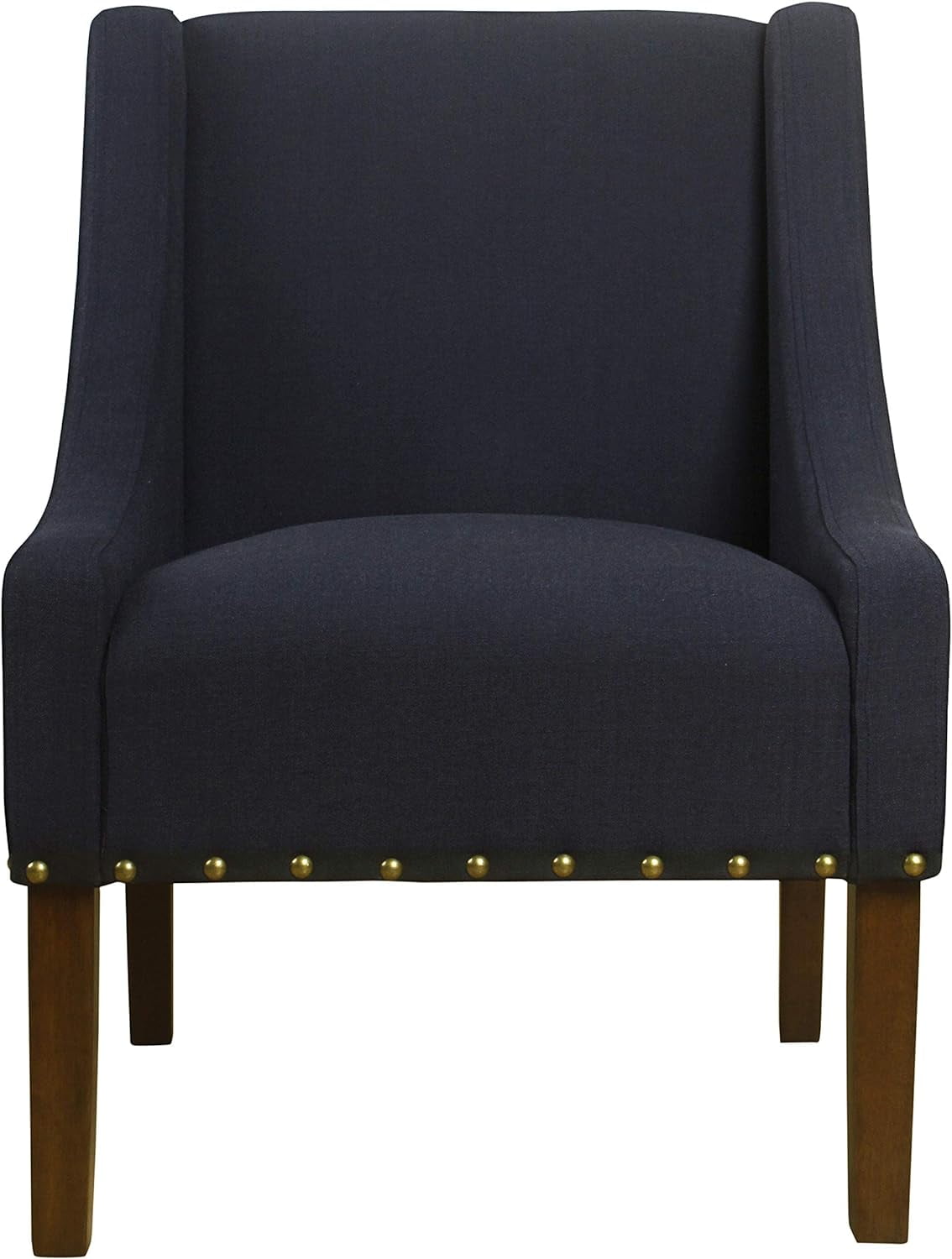 Deep Navy Modern Swoop Accent Chair with Nailhead Trim