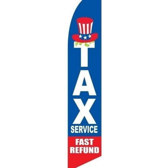 Swooper Advertising Flag TAX Service Fast Refund Red White Blue Cash