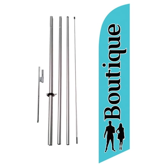 Swooper Flag Kit - Boutique Advertising Banner - with Pole & Stake - Grand Opening Sale Promotion - 12ft x 2.5ft - Durable Outdoor Signage