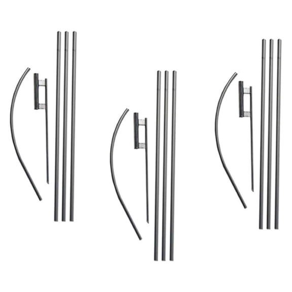 Swooper Flag Telescoping , Three 4 Piece 14ft Telescopic Pole Kits with Heavy Duty Metal Ground Spikes Stakes, for Swooper Flags Only