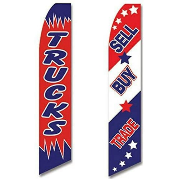 Swooper Flags 2 For 1 Pack Trucks Sell Buy Trade Red Blue White