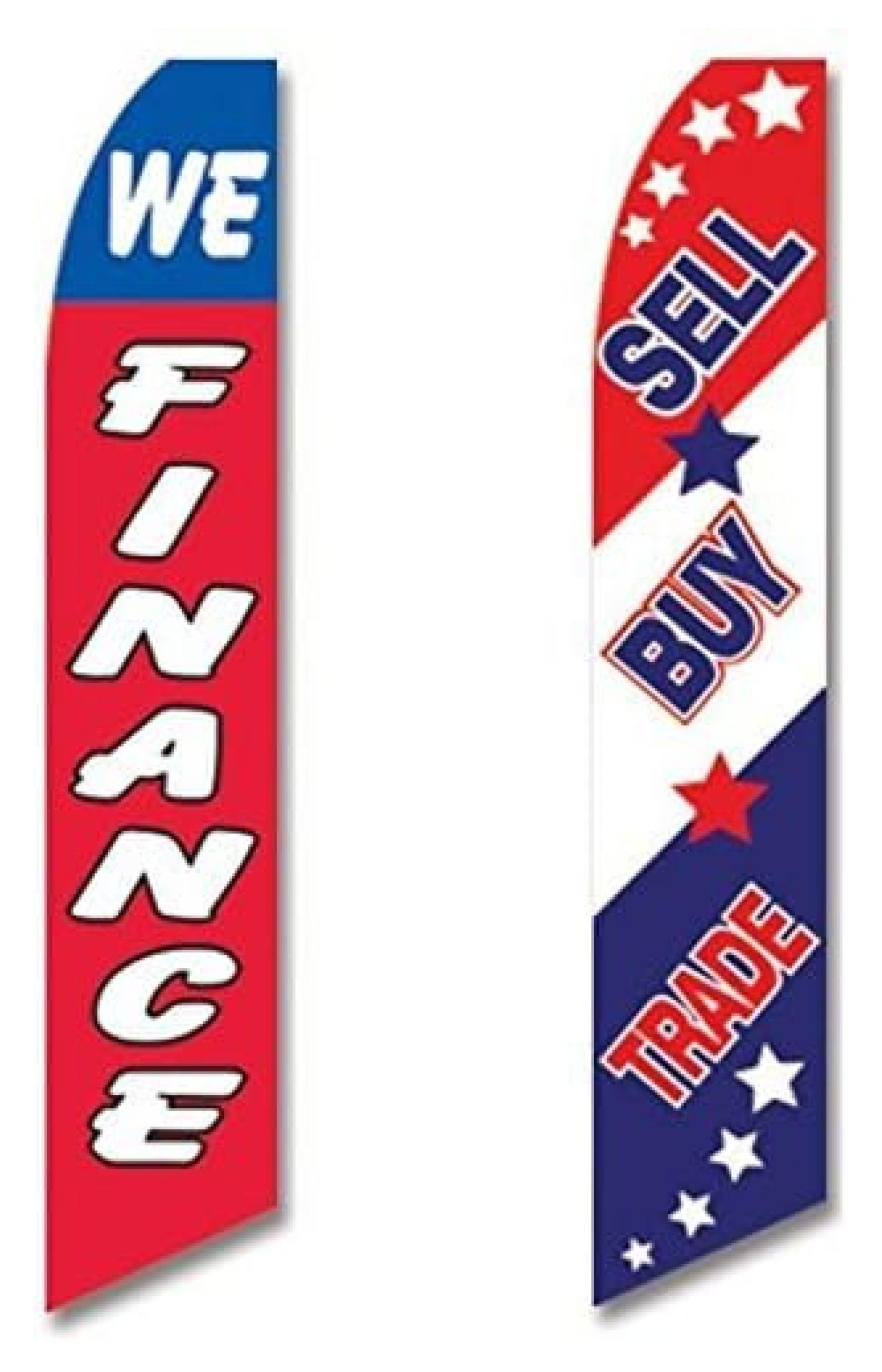 Swooper Flags 2 For 1 Pack We Finance Sell Buy Trade Red White Blue Patriotic