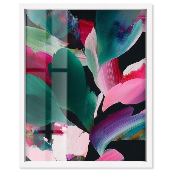 Swooping Color Symphony I Shadowbox Print Tropical Wall Decor by Art Remedy, White Frame, 16 x 20