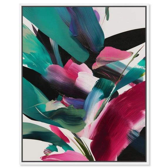 Swooping Color Symphony III Canvas Print Tropical Wall Decor by Art Remedy, White Frame, 24 x 30