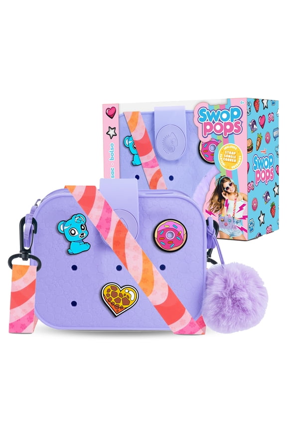 Ultimate Handbag Set - Fashion Play Toy with Pops, Badges, Strap & Fluffy Pompom - Girls Mix & Match Toy for Creative Expression, Trendy Dress Up Purse & Collectible Bag for Kids (Purple)