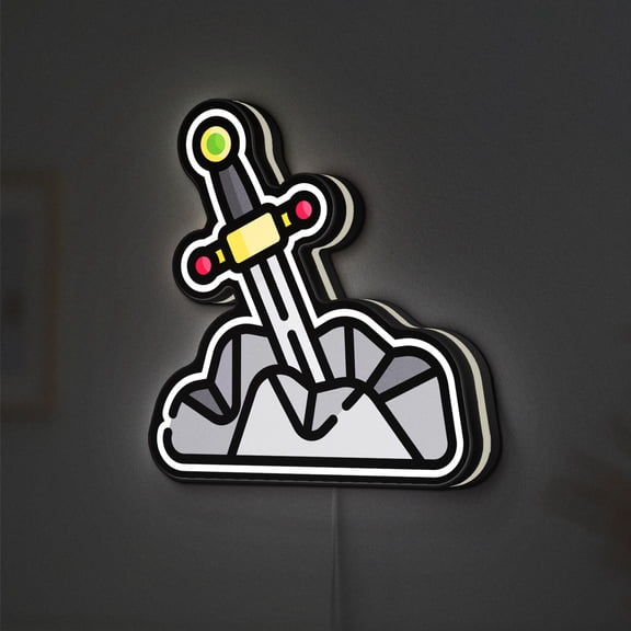 Sword 3D Novelty Light Box, Mythology Themed Accent for Libraries and Legendary Lore Enthusiasts (Width 24 inch, 60cm)