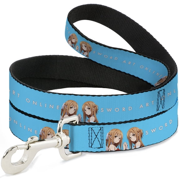 Sword Art Online Pet Leash, Dog Leash, Sword Art Online Asuna Comic Book Cover Pose and Logo Blue, 4 Feet Long 1.0 Inch Wide