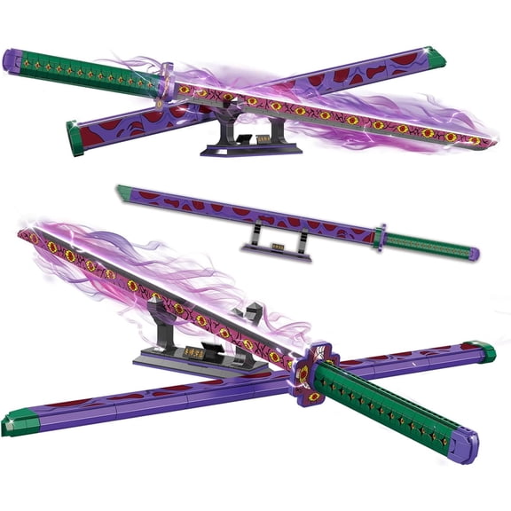 Sword Building Set, 39in Kokushibo Sword Building Block with Scabbard and Stand, Handmade Cosplay Anime Sword Toy Building Set for Collecting and Gifting, 789 pcs