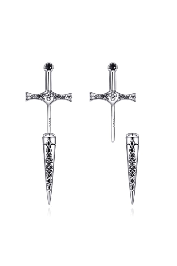Sword Earrings 925 Sterling Silver Gothic Dagger Stud Earrings Celtic Cross Earrings Jewelry Gifts for Men Women