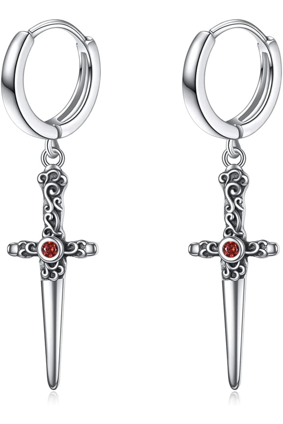 Sword Earrings Sterling Silver Gothic Sword Dangle Drop Earrings Vintage Punk Jewelry for Women
