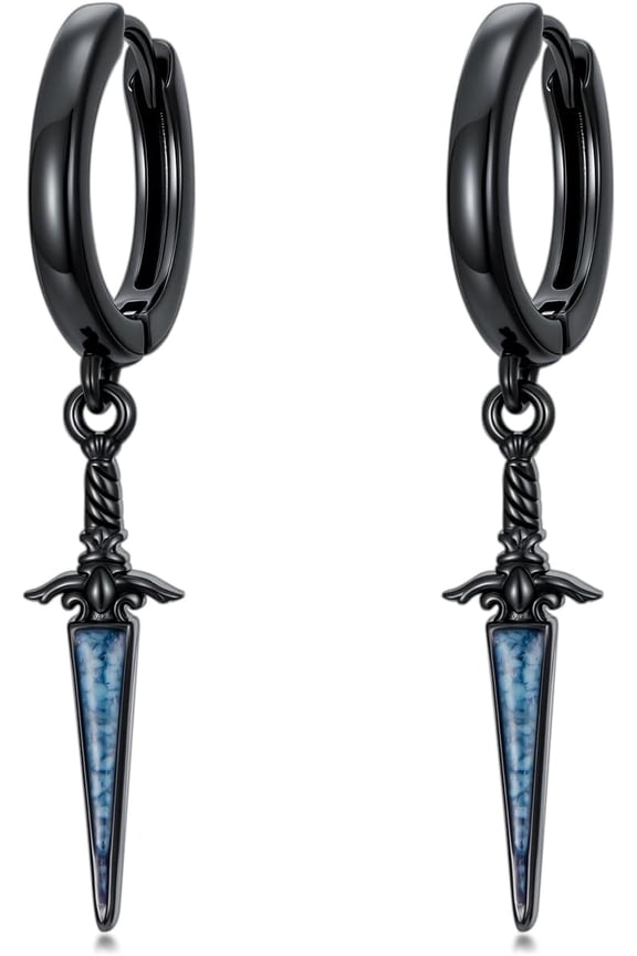 Sword Earrings for Men 925 Sterling Silver Dagger Hoop Earrings Punk Jewelry Gifts for Women Men