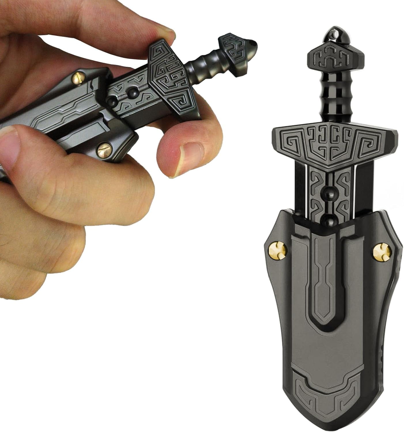 Sword Fidget Slider, EDC Fidget Sword Fidget for Adults, Stress Relief Executive Desk for Keep Focus & Anxiety Relief, Best Gadgets for Men (Black)