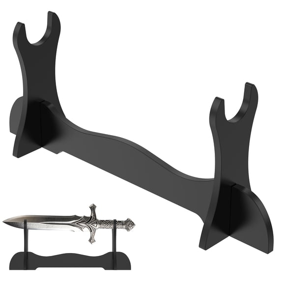 Sword Holder Stand Mini Black Single Horizontal Plastic Samurai Display Rack Wand Stand Support Bracket Hanger for Tabletop Holder 10.82.44.5 in