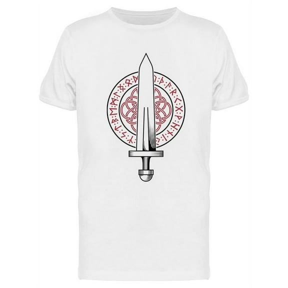 Sword In A Circle With Runes T-Shirt Men -Image by Shutterstock, Male Small