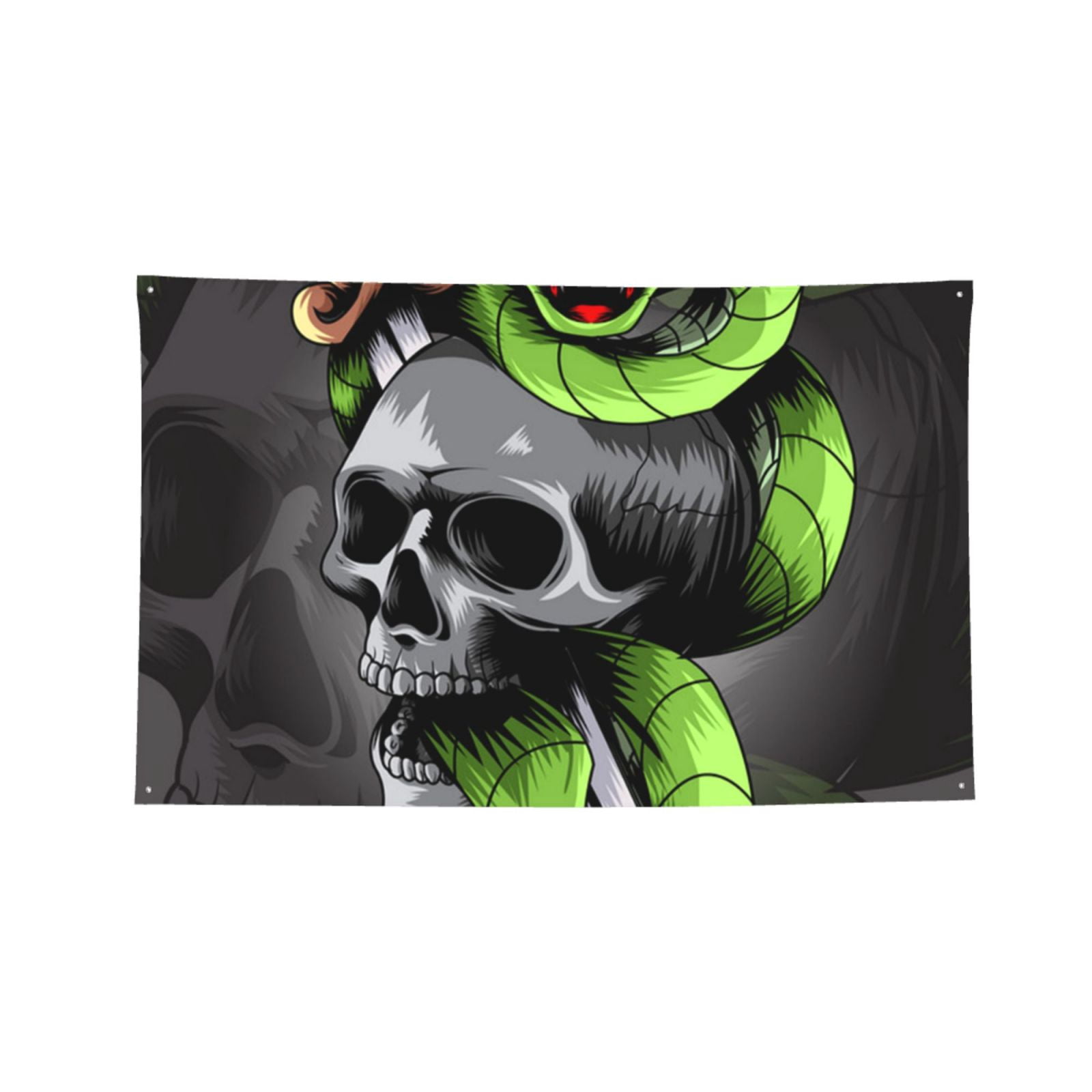 Sword Pierced Skull With Snake Four Hole Decorated Banner Flag for Garden Yard Home Decoration Indoor Outdoor 4x6 Ft