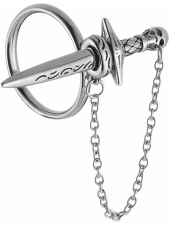 Sword Ring for Men Women Stainless Steel Gothic Punk Plug-in Skull Dagger Rings Jewelry Gift